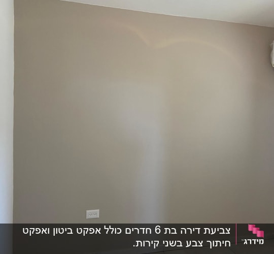 קיר צבוע בגוון אפור בהיר עם שקע חשמל